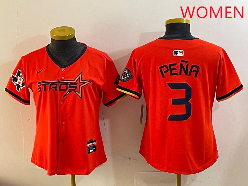 Women Houston Astros Blank #3 Pena Three generations Joint Name 2025 Nike MLB Jersey style 4->women mlb jersey->Women Jersey